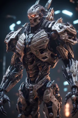 hyper detailed biomechanics giant, warrior of universe, high tech, equipped with lethal weapons, intricate background, 8k octane rendered, unreal engine 5, high resolution, high contrast, cinematic lights, masterpiece, photorealistic, 3d