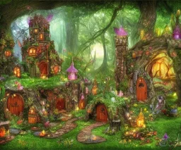 magic fairy and elf house in a magic forest