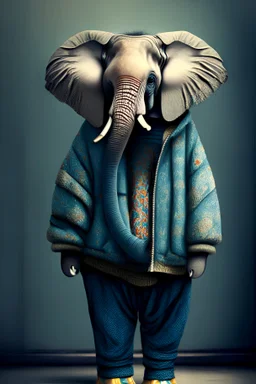 A cool Elephant wearing a clothes