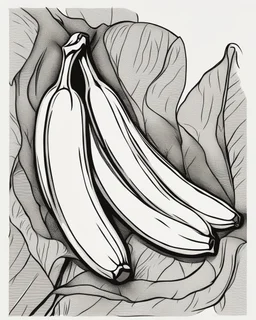 Simple line drawing illustration of a banana. White background.