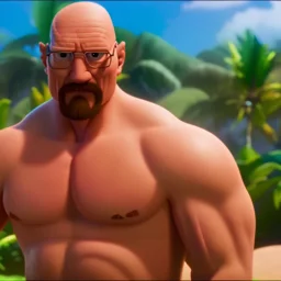 shirtless Walter White , 8k, tropical background.