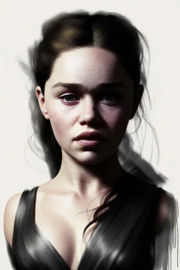 emilia clarke, head and shoulders portrait, head and, 8k resolution concept art portrait by Greg Rutkowski,