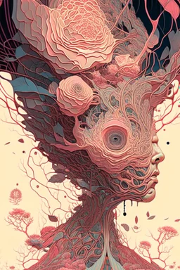 Controlled Chaos; insanely detailed; intricate; award-winning; rose tones; beautiful; surrealism; Victo Ngai, Salvador Dali, Alex Pardee