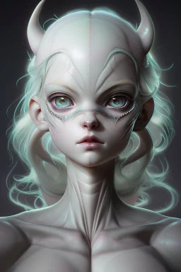 Alien Satyr,dreamy eyes, beautiful intricate colored hair, symmetrical, anime wide eyes, soft lighting, detailed face, by makoto shinkai, stanley artgerm lau, wlop, rossdraws, concept art