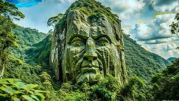 flat face of rock in the jungle at the foot of the mountain