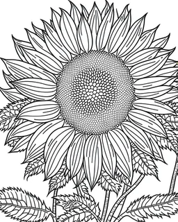 real massive Sunflower flower coloring page