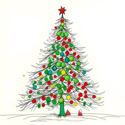 A Christmas tree in the style of sempe, drawing