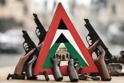 palestine guns and upside down red triangle