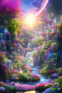 verybeautiful-magical-garden-of-the-angelic-kingdom-blue-and-pink-plants-and-trees-small-river-sunshine-flowers-haze-thumb-rainbow-ufo-bright-colors