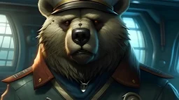 ship captain anger with abear realistic