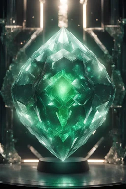 beauty elegant exo armor , extended by nanomachines sphere all around of crystals and with a core furnace of kryptonite showing from a glass window