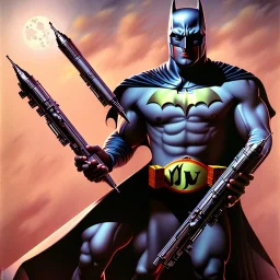 mdjrny-v4 style, fat Batman, by drew struzan, epic lighting, highly detailed, twilight