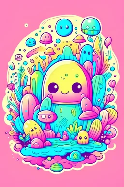 vibrant pastel image for a t shirt design with cute messege