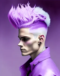 Slime boy, (slime) Slime hair euro-hawk hair style, Pale purple , wearing king-like clothing, Masterpiece, Best Quality