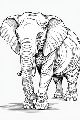 Outline art, elephant, cartoon style, low detail, --ar 9:11