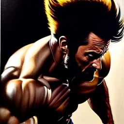 Fullbody Portrait ink and pencil of 'Wolverine',hyperrealism,intense stare,Ambiance dramatic,painting by Arthur Adams,Earl Norem,Caravaggio,simon Bisley,frazetta,Howard,西嘛哒, evan lee, Vallejo,kelly , cinematic composition, extreme detail,fit full body inside picture,8k