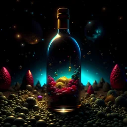 the entire observable universe in a single bottle of wine, Dreamlike, Surreal landscapes, Mystical creatures, Twisted reality, Surreal still life, (Extremely Detailed Oil Painting:1.2), glow effects, god rays, Hand drawn, render, 8k, cartoon, octane render, cinema 4d, blender, dark, atmospheric 4k ultra detailed, cinematic sensual, Sharp focus, humorous illustration, big depth of field, Masterpiece, colors, 3d octane render, 4k, concept art, trending on artstation, hyper realistic