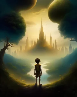 The cover shows the boy Carlos basking alone in the middle of the wild nature, enjoying the fog and noxious trees. Carlos squeezed a stunning gold necklace, capturing the dancer's attention with its brilliance, and at the verge of an enchanting portal, preparing for the mysterious world that awaits her. In the distance, the City of Legends and its main towers can be seen in the sky, signaling the end of the plane and the beginning of new adventures.