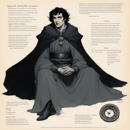 character concept sheet with AD&D statistics and characteristics, [illustration by René Gruau] It was not summoned. It was not born. It simply was—coiled beneath the skin of the world, sleeping in silence until a voice whispered it back into memory. Now it stares, unblinking, from the edge of existence. A head the size of mountains, crowned with horns like dead moons, eyes burning with starfire. Its breath coils through the air like smoke from a forgotten forge. The land around it bends in color