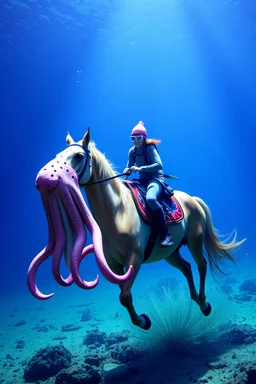 horse riding squid