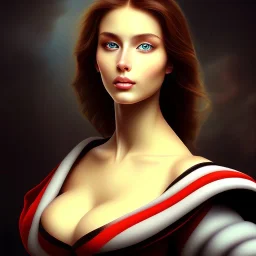 portrait of a beautiful brunette busty woman Michelangelo style