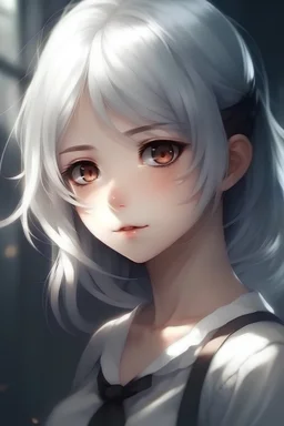 Girl, small, white hair, white eye, anime