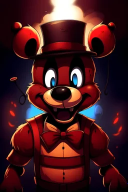 wygeneruj dla mnie obraz Myszki Miki jako przerażająca postać Freddy z fnaf