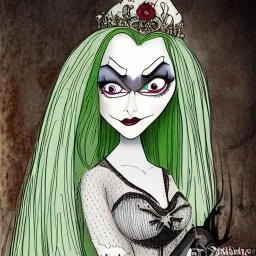 extrem tim burton style and disney style of an old and extrem malicious stepmother, sharp focus, sneaky eyes, old face