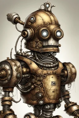 steampunck robot on character soulder