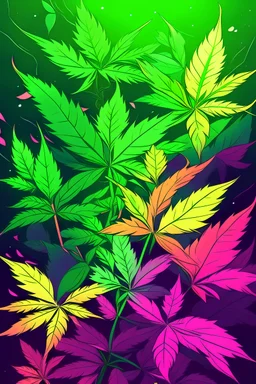Lofi cover, marijuana leafs, image in lofi colors