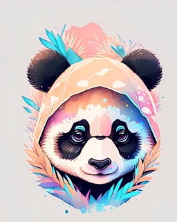 A detailed illustration face ninja panda, fire, t-shirt design, in the style of Studio Ghibli, pastel tetradic colors, vector art, cute and quirky, fantasy art, watercolor effect, bokeh, Adobe Illustrator, hand-drawn, digital painting, low-poly, soft lighting, bird's-eye view, isometric style, retro aesthetic, focused on the character, 4K resolution, photorealistic rendering, using Cinema 4D, vector logo, vector art, put word "FuriuS", 2d, emblem, 2d, use pasten colors