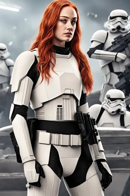 [Sophie Turner] Captain Sophie Turner emerged from the escape pod with a steely determination befitting her role as a lost elite Imperial stormtrooper. Though she is in rags, she remained a proud member of the Empire's military forces. The harsh environment of this unknown planetary would not break her spirit or training. Taking stock of her situation, Captain Turner inventoried what supplies had survived the rough landing intact.