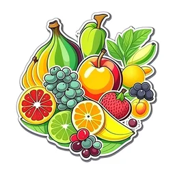 fruits sticker illustration, white bckground