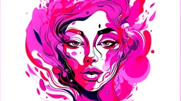 playful facial expression, Moebius style, background abstract pattern illustration colourful beautiful futuristic degenerate energy punk , deep pink, carnation pink, misty rose