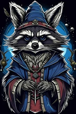 evil Raccoon wizard, in anime portrait art style