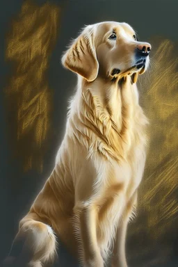 retriever dog , light background, in the style of degas