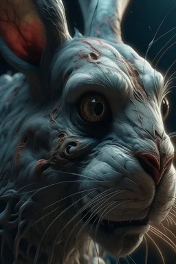 Bosch nightmares painting style Title: a rabbit face ,insanely detailed octane render trending on artstation, 8k artistic photography, photorealistic concept art, soft natural volumetric cinematic perfect light, chiaroscuro, award-winning photograph, masterpiece, oil on canvas, Raphael, Caravaggio, Greg Rutkowski, people, beksinski, Giger