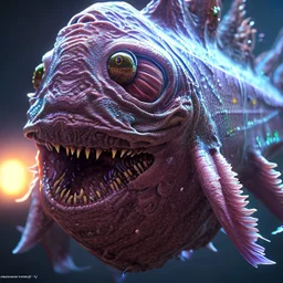 fluid ink angler fish creature, unreal engine 5, 8k resolution, photorealistic, ultra detailed