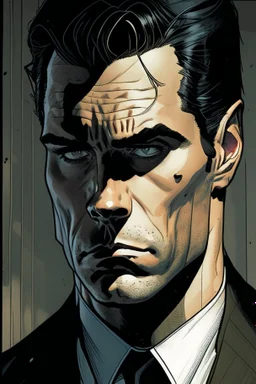 A comic portrait of Bruce Wayne