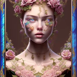 saphire ornate floral and botanical details, Glass, caustics, magic, intricate, high details