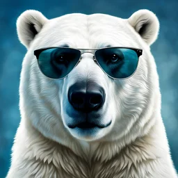 a portrait of a polar bear wearing sunglasses