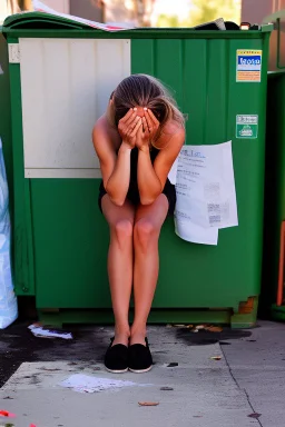 Marjorie Taylor Greene crying behind a dumpster