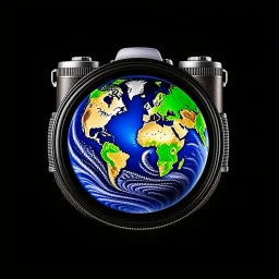 camera on the background of the earth