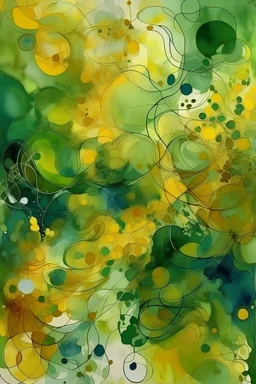 abstract, a little bit gold&green, the ultimate expression of savor-faire, museum collection, world-famous painting, Watercolor Rendering
