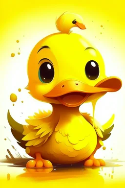 Acrtoon 2d art illustration yellow duck