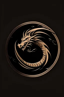 minimalist dragon ink logo, leather background