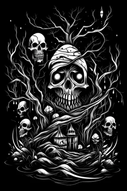 Horror Spooky Design black and white