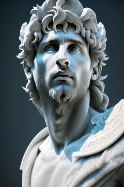 Ultra Realistic image, Roman sculpture, white marble material, Lionel Messi, sun radial crown, chisel style, waist up portrait, epic, celestial, cinematic lighting, God light, god rays, 4k resolution, smooth details, ornate details, soft lighting, unreal engine 5, marble background.