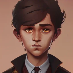 Portrait of a handsome brown haired little warlock kid by Nick Harris