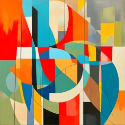 Abstract surrealist painting, geometric eulogies, style inspired by Tracey Adams